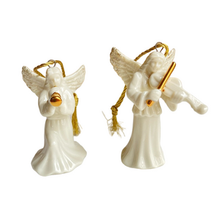 Mikasa Holiday Elegance TWO angel Christmas Ornaments porcelain hang or stand